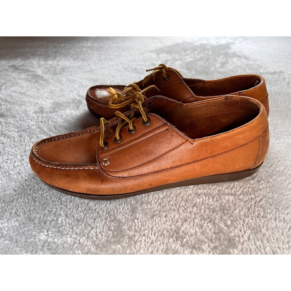 Vintage Levis Shoes & Boots Mens 9M Tan Leather Moc Toe Oxfords Brazil Amazonas